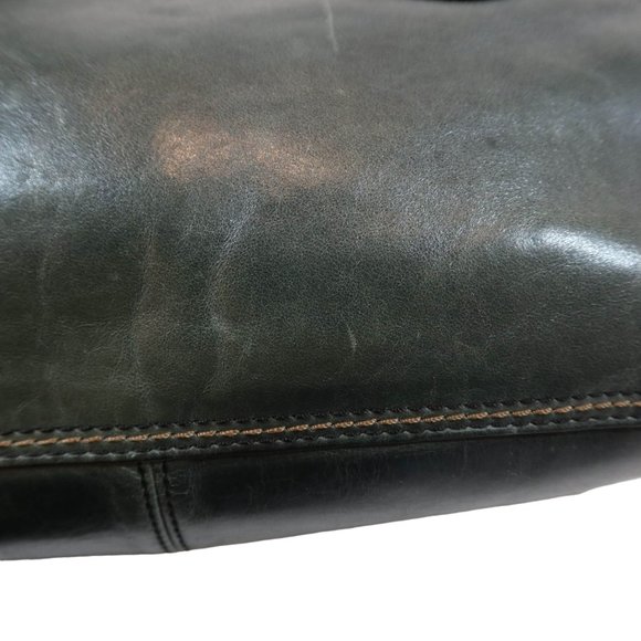 FOSSIL Dark Forest Green Leather Medium Divided Satchel Handbag Shoulder Bad - Picture 13 of 15